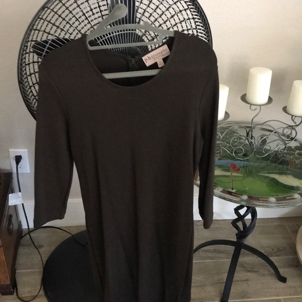 Brown long sleeve knit dress